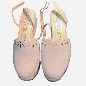 Sole society Suede Wedge Hemp-Style Woven Platform Women's 6.5 Shoes